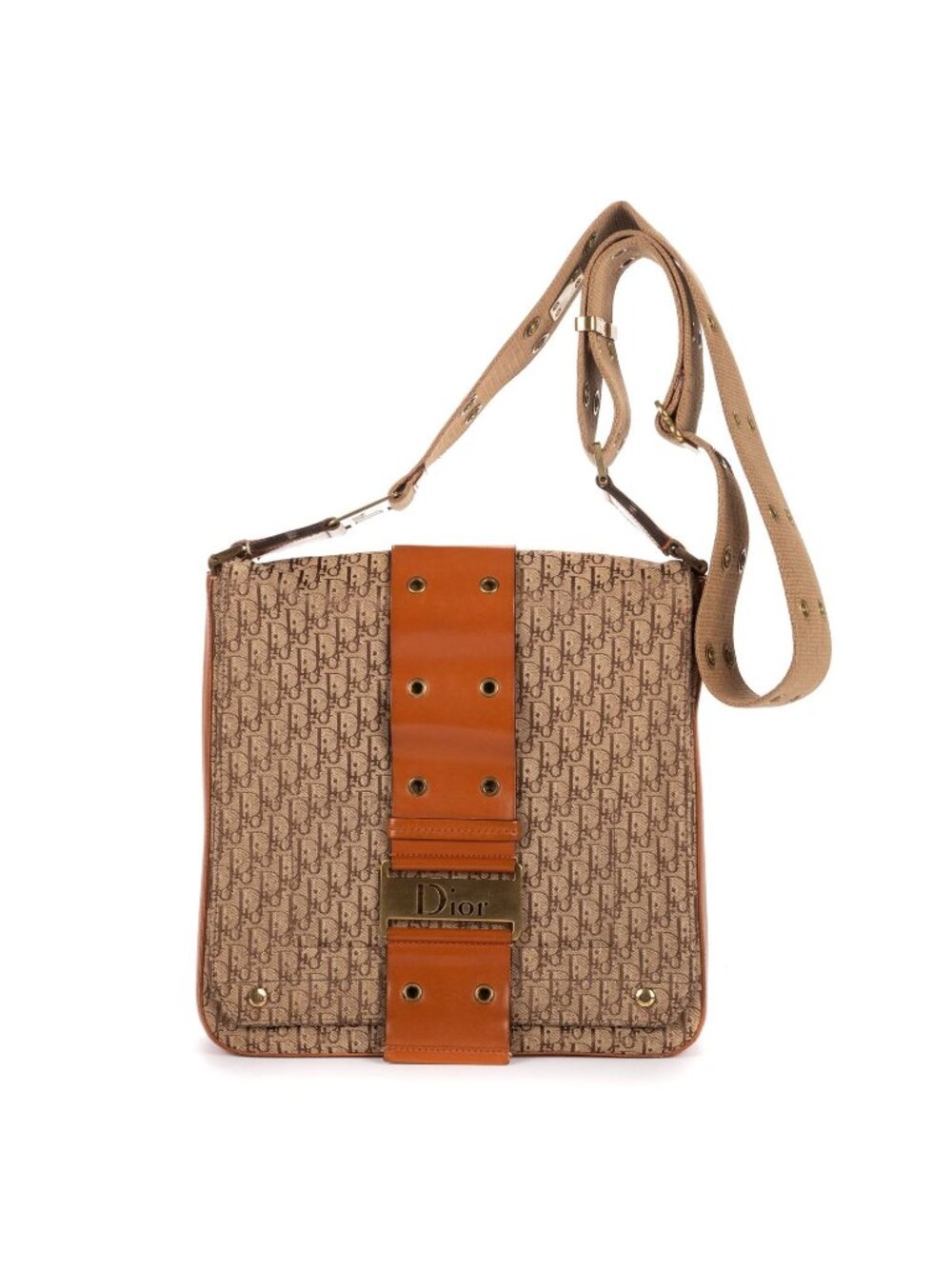 Dior Star Chain Crossbody Brown Beige Trotter Pattern Canvas - Picture 1 of 10